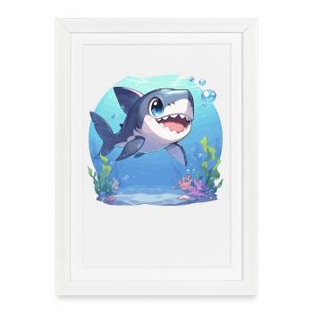 Grand requin blanc Grand requin blanc - Affiche encadrée (27 × 37 cm) - blanc - Devant