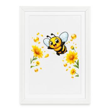 bee honey beekeeper honeycomb flowers meadow insect - Framed poster (27 × 37 cm) - white - Front