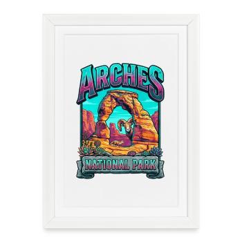 Explosion de couleurs dans le parc national des Arches - Affiche encadrée (27 × 37 cm) - blanc - Devant