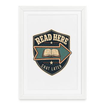 Club de lecture silencieuse Lire ici Discuter plus tard - Affiche encadrée (27 × 37 cm) - blanc - Devant