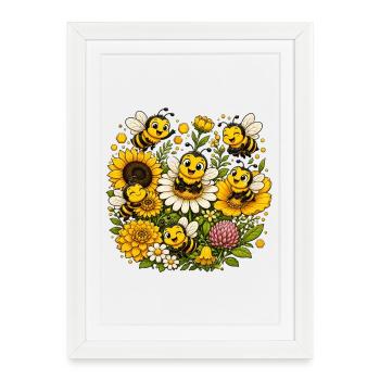 Bee Honey Beekeeper Honeycomb Bee Insect - Framed poster (27 × 37 cm) - white - Front