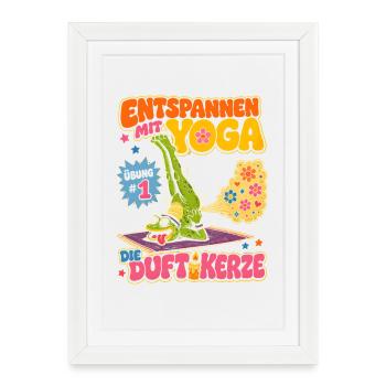 Entspannen mit Yoga Duftkerze - Gerahmtes Poster (27 × 37 cm) - Weiß - Vorne