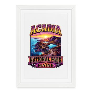 Acadia National Park Coastal Trail at Sunset - Framed poster (27 × 37 cm) - white - Front
