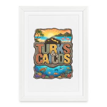 Souvenir of the Turks and Caicos Islands - Framed poster (27 × 37 cm) - white - Front