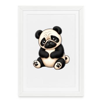 Dessins animés de panda mignons fidèles amoureux du bien-être animal - Affiche encadrée (27 × 37 cm) - blanc - Devant