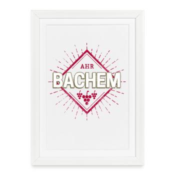 Bachem an der Ahr avec un souvenir de raisins rétro - Affiche encadrée (27 × 37 cm) - blanc - Devant