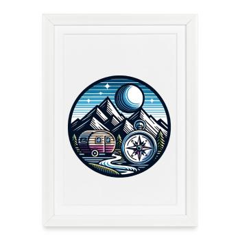 Camping Compass - Framed poster (27 × 37 cm) - white - Front