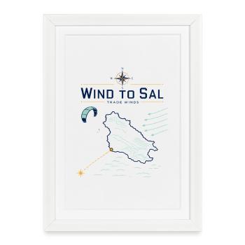 Kitesurfing Sal Cape Verde, Wind to Sal Trade Wind - Framed poster (27 × 37 cm) - white - Front