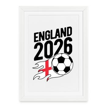 Flamme du football anglais 2026 avec drapeau - Affiche encadrée (27 × 37 cm) - blanc - Devant
