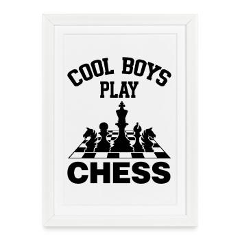 Cool Boys play Chess coole Jungs spielen Schach - Framed poster (27 × 37 cm) - white - Front