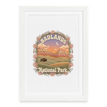 Parc national des Badlands, États-Unis, Dakota du Sud Randonnée - Affiche encadrée (27 × 37 cm) - blanc - Devant