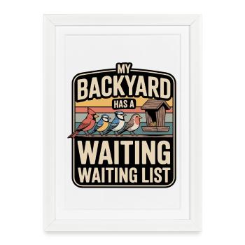 Liste d’attente des oiseaux de jardin - Affiche encadrée (27 × 37 cm) - blanc - Devant