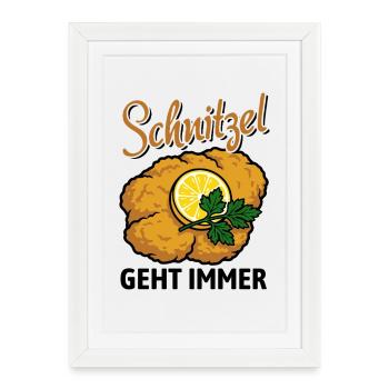 Schnitzel geht immer | mit Zitrone und Petersilie - Gerahmtes Poster (27 × 37 cm) - Weiß - Vorne