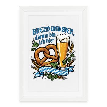 Pretzels and Beer | Bayern Vibes - Framed poster (27 × 37 cm) - white - Front