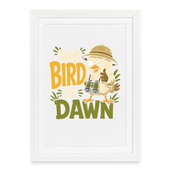 Observation des oiseaux de l’aube - Affiche encadrée (27 × 37 cm) - blanc - Devant