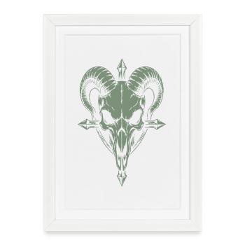 Skull with Horns Ram Skull - Framed poster (27 × 37 cm) - white - Front