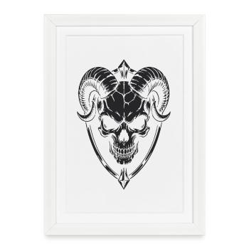 Skull with Horns Ram Skull - Framed poster (27 × 37 cm) - white - Front