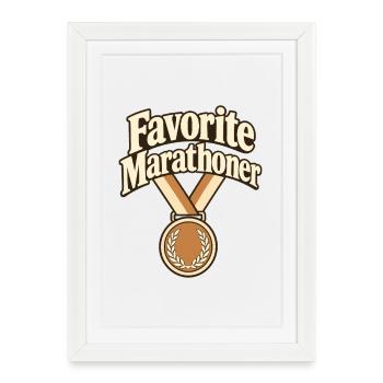 Cadeau préféré pour les marathoniens de course à pied - Affiche encadrée (27 × 37 cm) - blanc - Devant