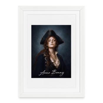 Portrait pirate d’Anne Bonny - Affiche encadrée (27 × 37 cm) - blanc - Devant