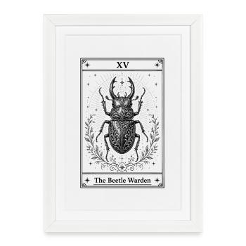 Der Käferhüter | Tarotkarte Natur - Framed poster (27 × 37 cm) - white - Front