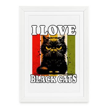 I Love Grumpy Black Cat - Framed poster (27 × 37 cm) - white - Front