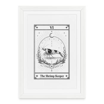 Le Garde de Crevettes | Tarot d’aquarium - Affiche encadrée (27 × 37 cm) - blanc - Devant