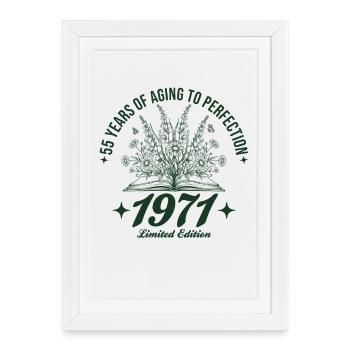 55e anniversaire Fleurs sauvages Vintage 1971 Rétro - Affiche encadrée (27 × 37 cm) - blanc - Devant