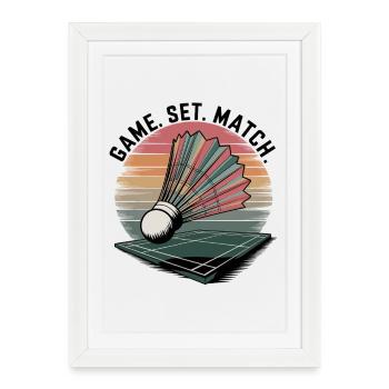 Match Set de jeu Badminton Badminton style rétro - Affiche encadrée (27 × 37 cm) - blanc - Devant