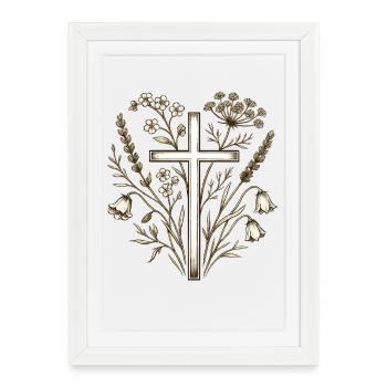 Floral Cross - Framed poster (27 × 37 cm) - white - Front