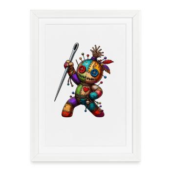 Patchwork Needle Puppet - Framed poster (27 × 37 cm) - white - Front