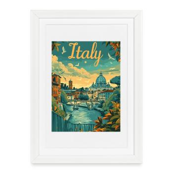 Panorama italien sur le Tibre - Affiche encadrée (27 × 37 cm) - blanc - Devant