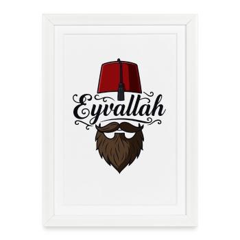 Eyvallah Beard Hat Islam - Affiche encadrée (27 × 37 cm) - blanc - Devant