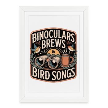 Binocular Customs & Bird Songs - Framed poster (27 × 37 cm) - white - Front