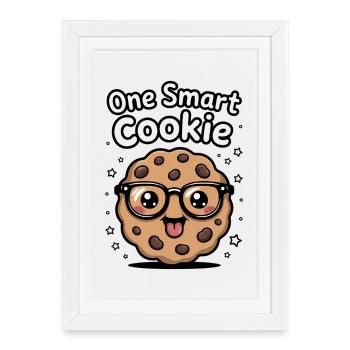 Un Cookie Intelligent - Cookie Intelligent avec des Lunettes - Affiche encadrée (27 × 37 cm) - blanc - Devant