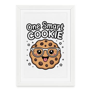 Un Cookie Intelligent - Cookie Intelligent avec des Lunettes - Affiche encadrée (27 × 37 cm) - blanc - Devant
