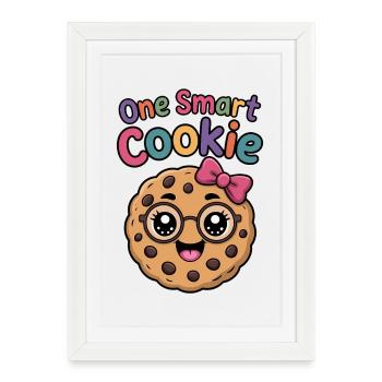 Un Cookie Intelligent - Cookie Intelligent avec des Lunettes - Affiche encadrée (27 × 37 cm) - blanc - Devant