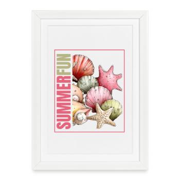 Summer Fun Shells & Starfish - Framed poster (27 × 37 cm) - white - Front