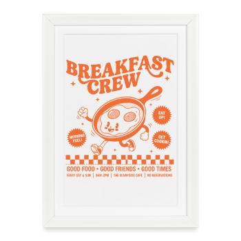 Petit-déjeuner Brunch drôle Café Pancake Nourriture Bacon - Affiche encadrée (27 × 37 cm) - blanc - Devant