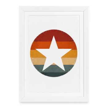 Silhouette vintage Étoile de Soleil Rétro Couchant de Soleil - Affiche encadrée (27 × 37 cm) - blanc - Devant