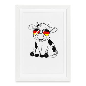 German flag Cow German Germany Cow - Framed poster (27 × 37 cm) - white - Front