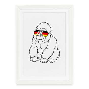 Drapeau allemand Gorille Allemagne allemande - Affiche encadrée (27 × 37 cm) - blanc - Devant