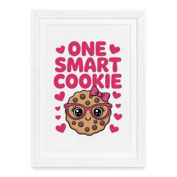 Un Cookie Intelligent - Cookie Intelligent avec des Lunettes - Affiche encadrée (27 × 37 cm) - blanc - Devant