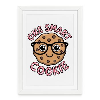 Un Cookie Intelligent - Cookie Intelligent avec des Lunettes - Affiche encadrée (27 × 37 cm) - blanc - Devant