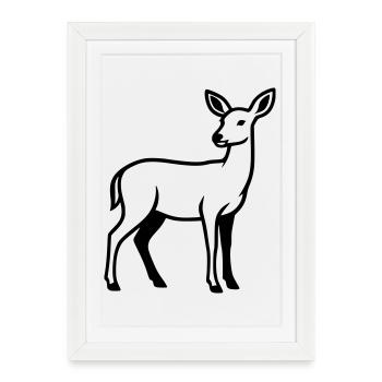 Club de chasse de chasseurs de silhouettes de cerfs Forêt forestière - Affiche encadrée (27 × 37 cm) - blanc - Devant