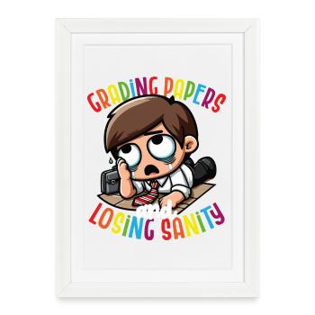 Grading papers and a teacher's humor - Framed poster (27 × 37 cm) - white - Front