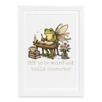 Grenouille Fée Cottagecore Écrivain Cadeau - Affiche encadrée (27 × 37 cm) - blanc - Devant
