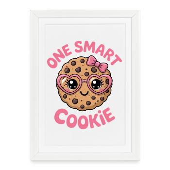 Un Cookie Intelligent - Cookie Intelligent avec des Lunettes - Affiche encadrée (27 × 37 cm) - blanc - Devant