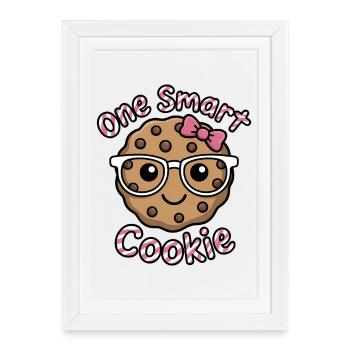 Un Cookie Intelligent - Cookie Intelligent avec des Lunettes - Affiche encadrée (27 × 37 cm) - blanc - Devant
