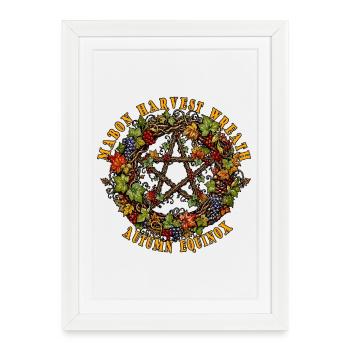 Récolte de Mabon Couronne d’Équinoxe d’automne Pagan - Affiche encadrée (27 × 37 cm) - blanc - Devant