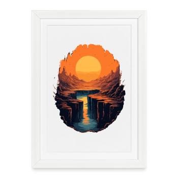 Paysage majestueux au soleil avec canyon et - Affiche encadrée (27 × 37 cm) - blanc - Devant